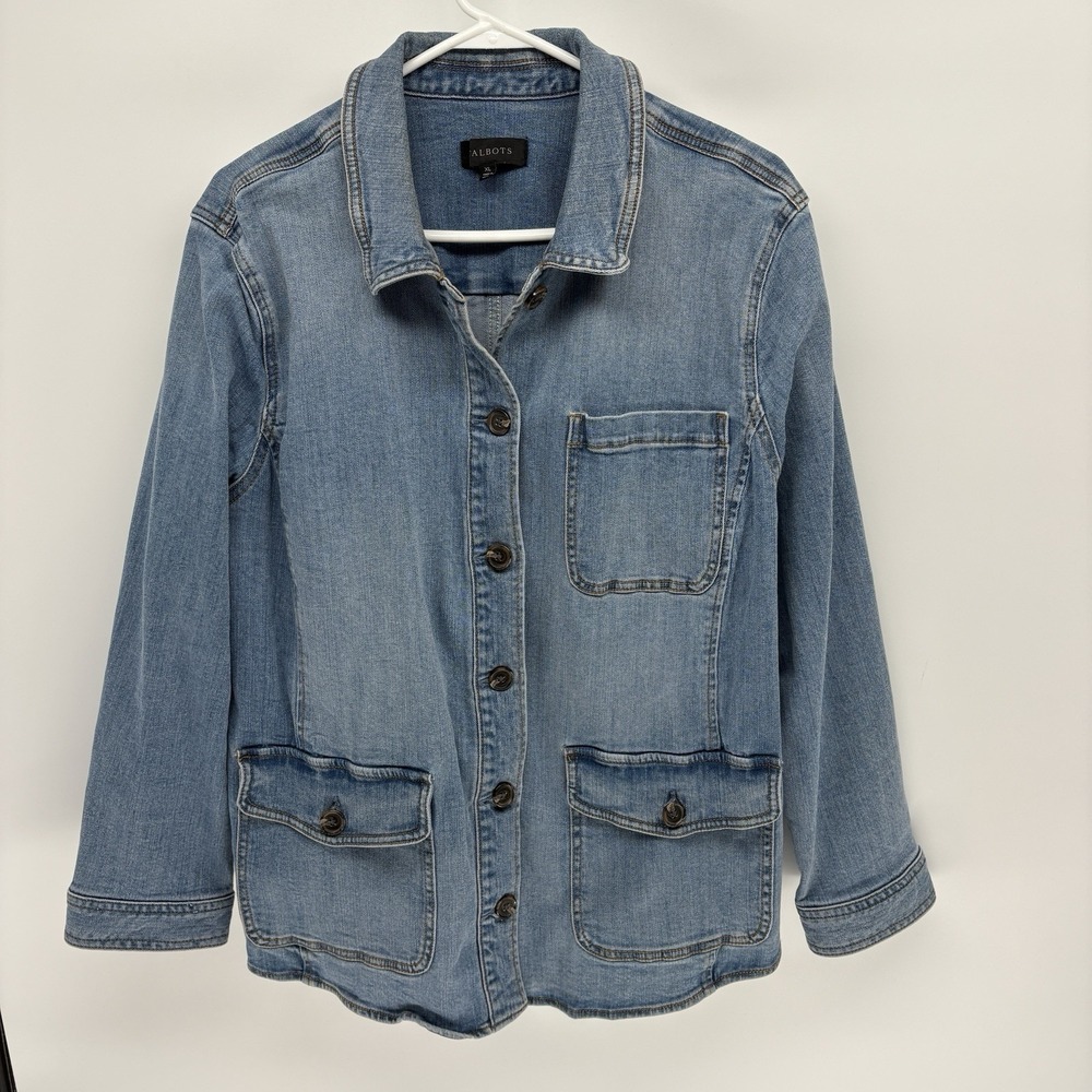 Talbots Denim Utility Chore‎ Jacket Collared Button Up Barn Field Women XL